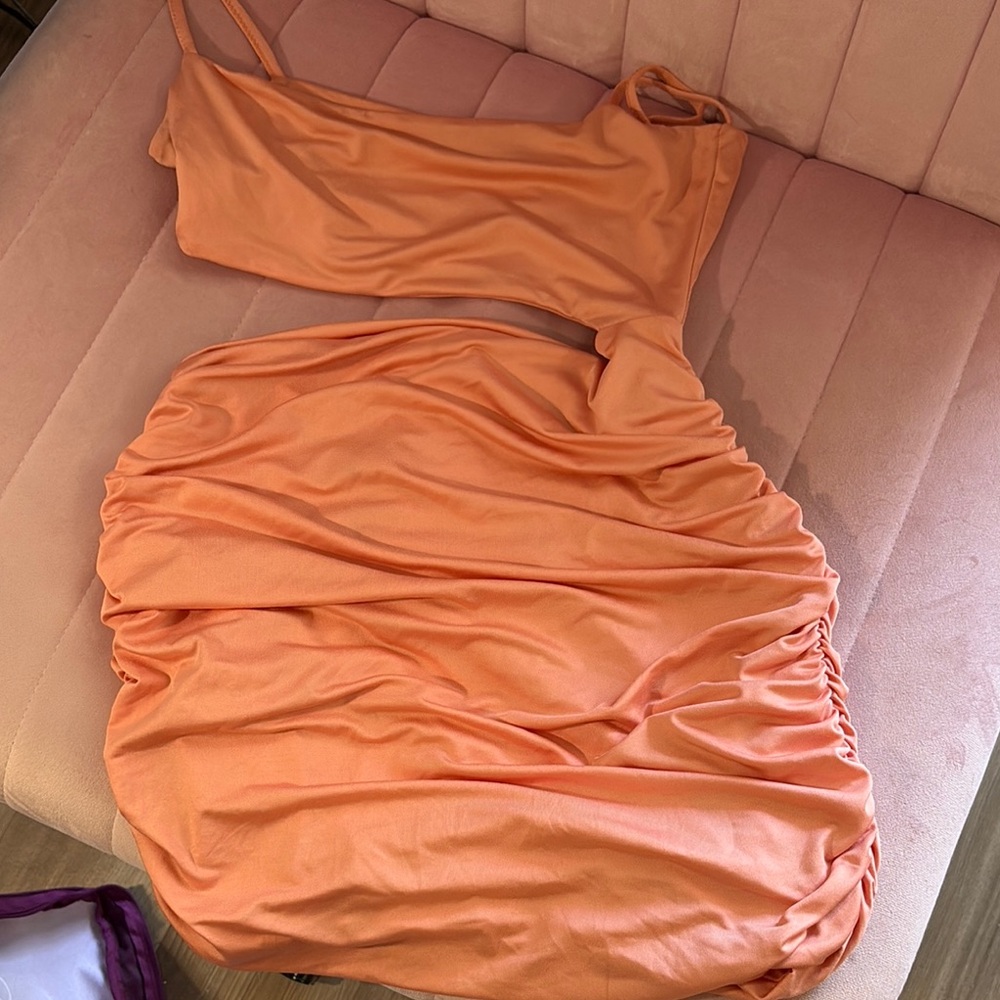 SHEIN One-Shoulder Dress in Vibrant Orange